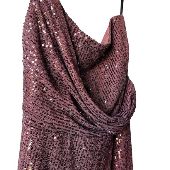 Windsor Sequin Brown Mini Dress Womens Sz XL Draped Strapless Evening Party Prom - Picture 5 of 12
